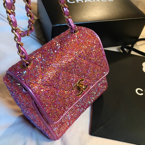 Authentic Iridescent Pink Swarovski Chanel Mini - Picture 3 of 8